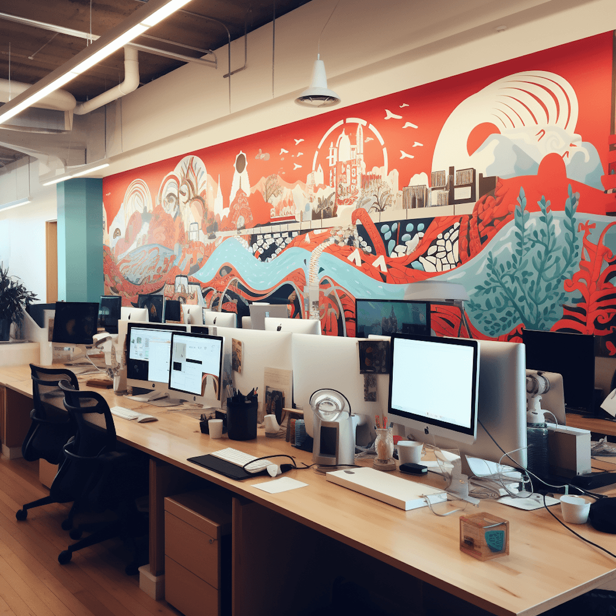A collaborative office workspace